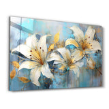 White Blooms | Glass Wall Art