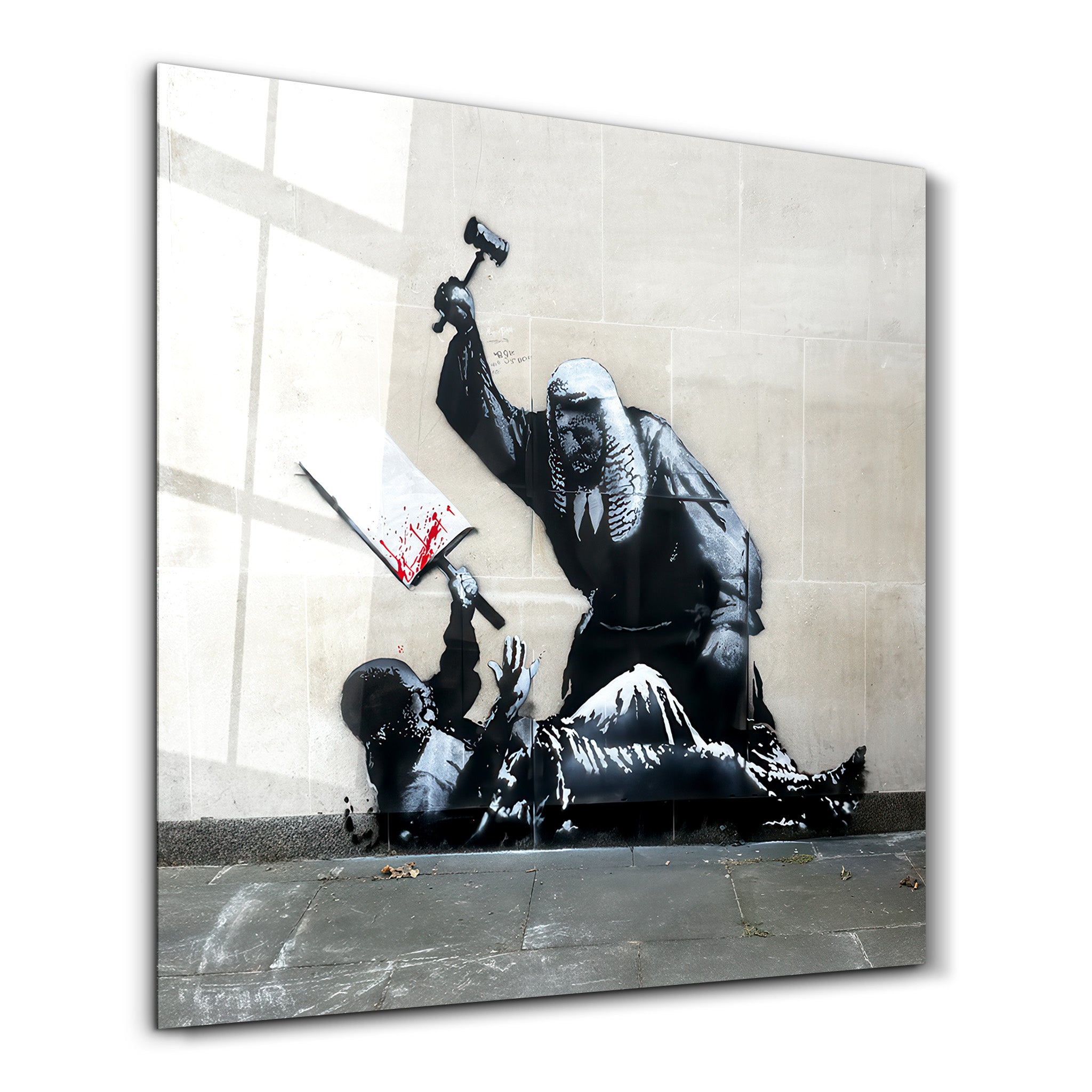 Banksy The Last Verdict 🩸 – Square Glass Wall Art
