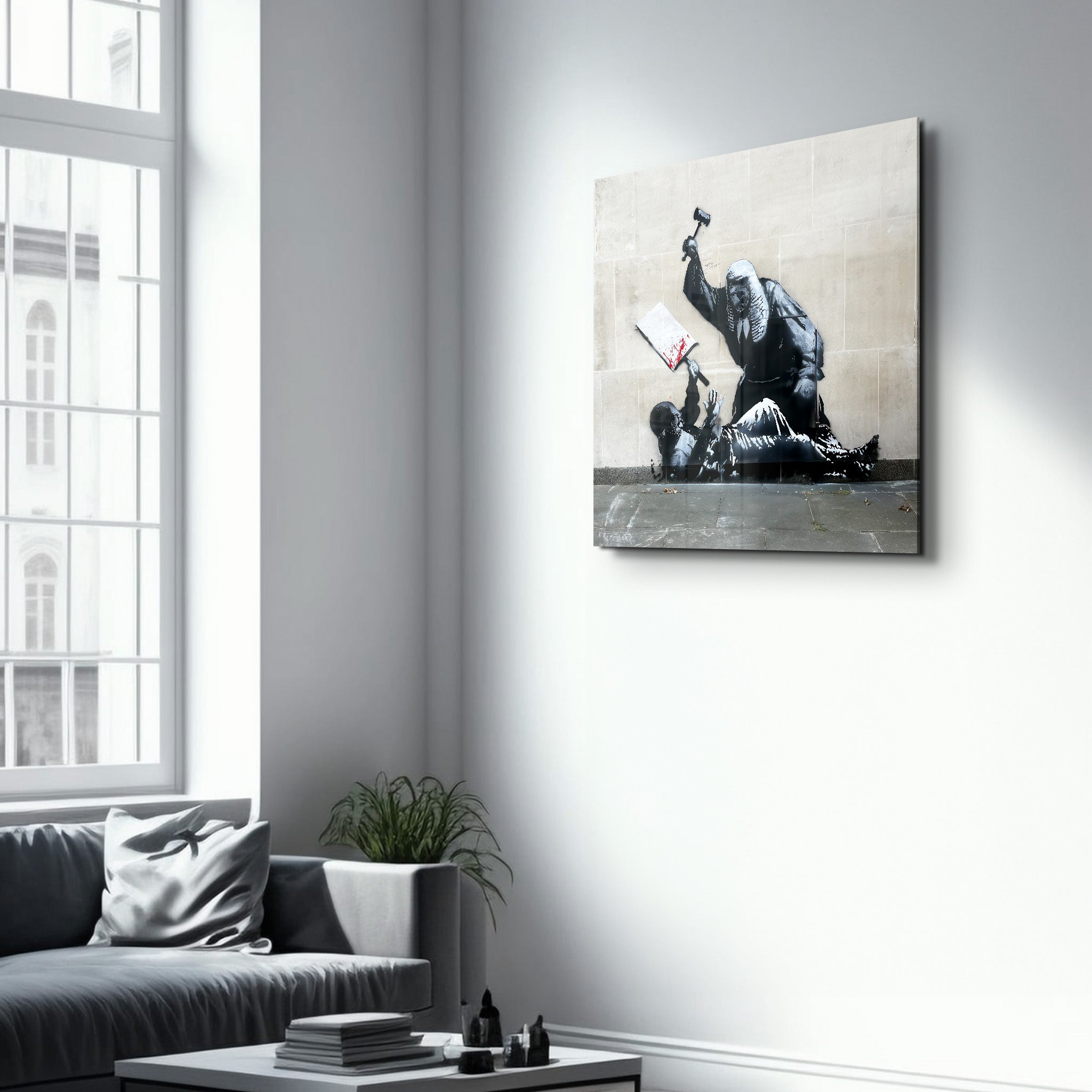 Banksy The Last Verdict 🩸 – Square Glass Wall Art