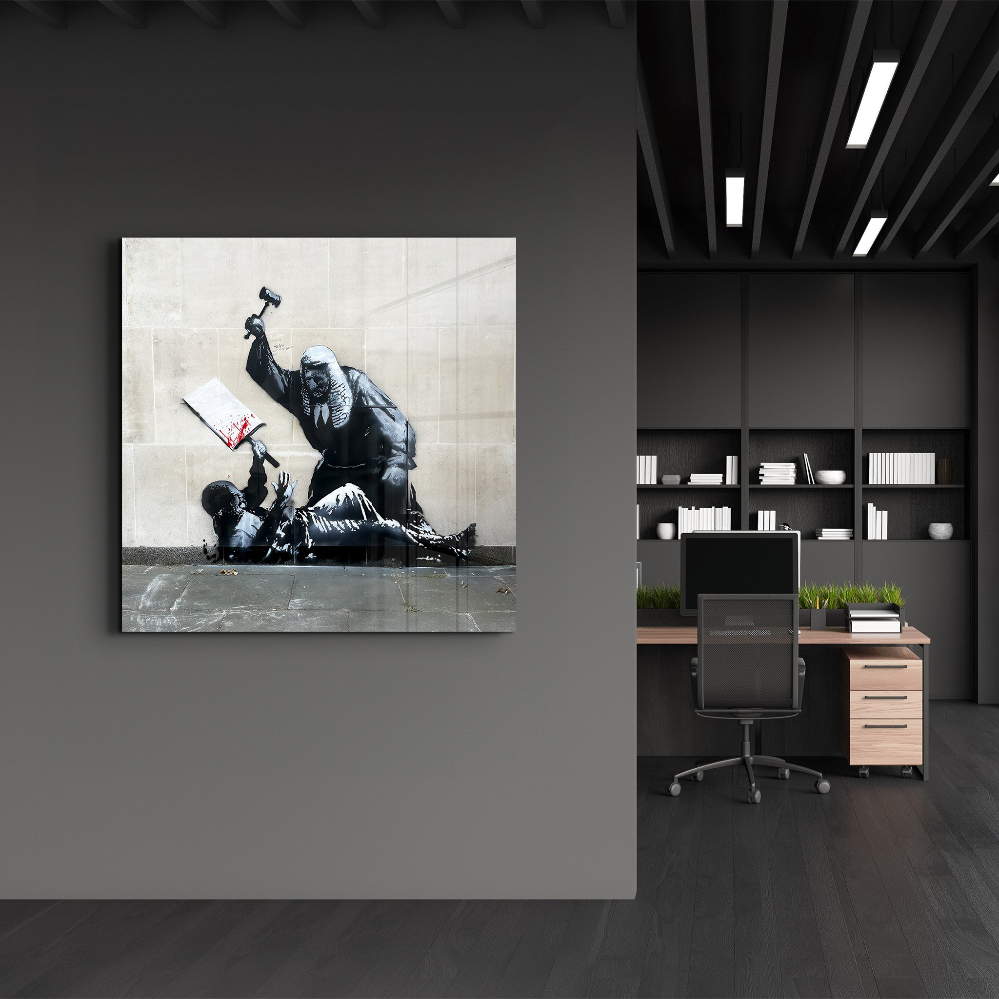 Banksy The Last Verdict 🩸 – Square Glass Wall Art