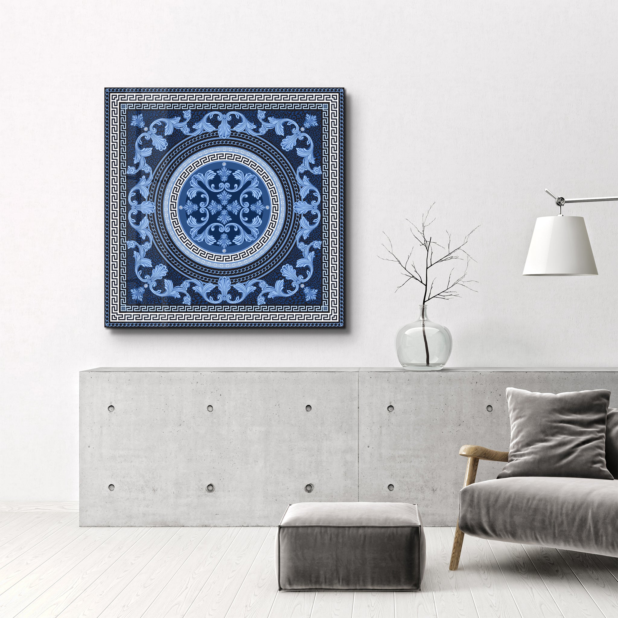 Blue Baroque | Glass Wall Art