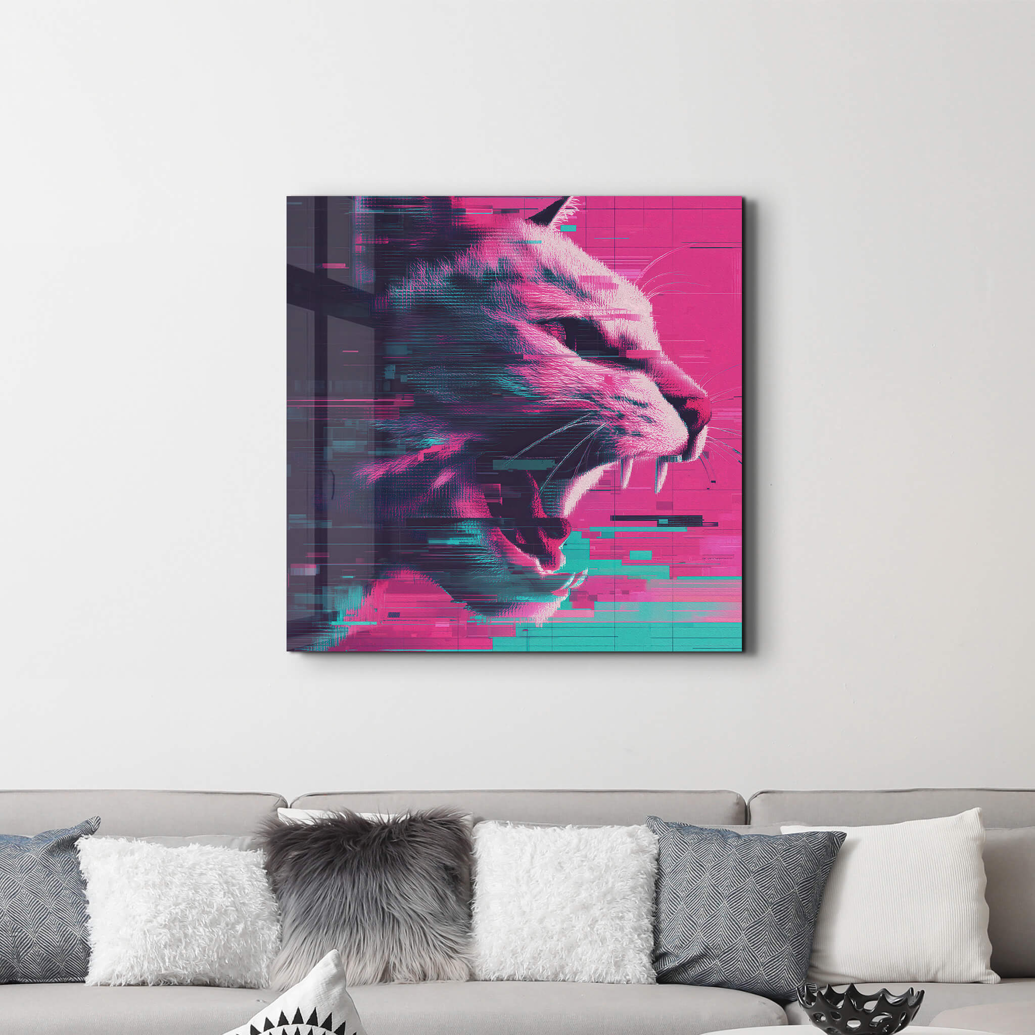 Pixel Growl | Glass Wall Art