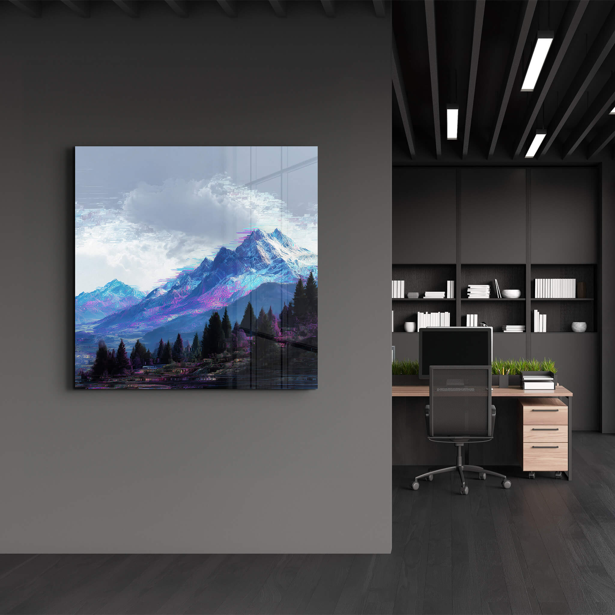 Pixelated Summit | Glass Wall Art