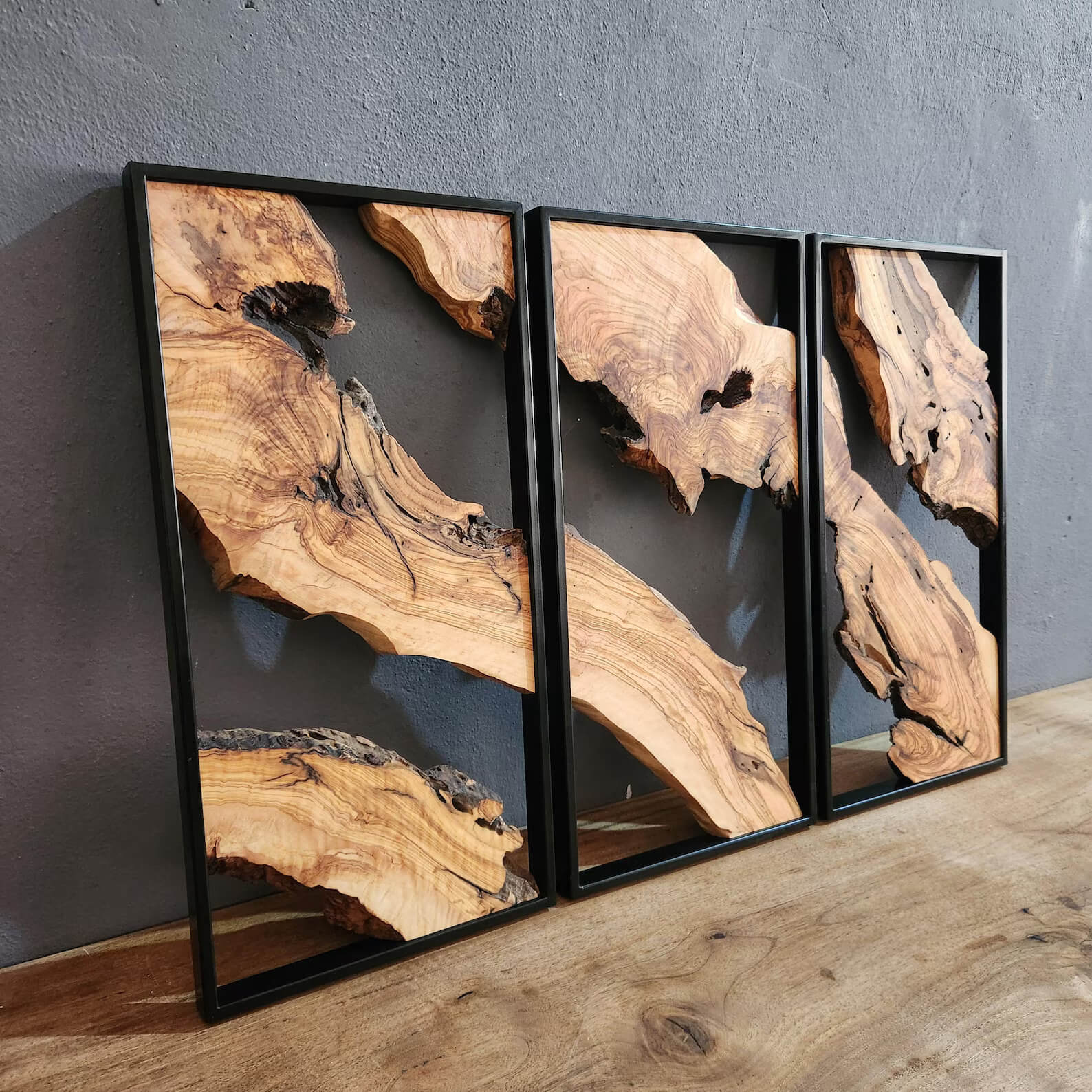 立体アート 3点セット モダン インテリア ART DECO 木製フレーム Olive Wood & Wood Wall Art | ArtDesigna – Artdesigna