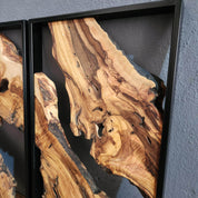 Olive Wood & Metal Wall Art - Handmade Wooden Wall Sculptures