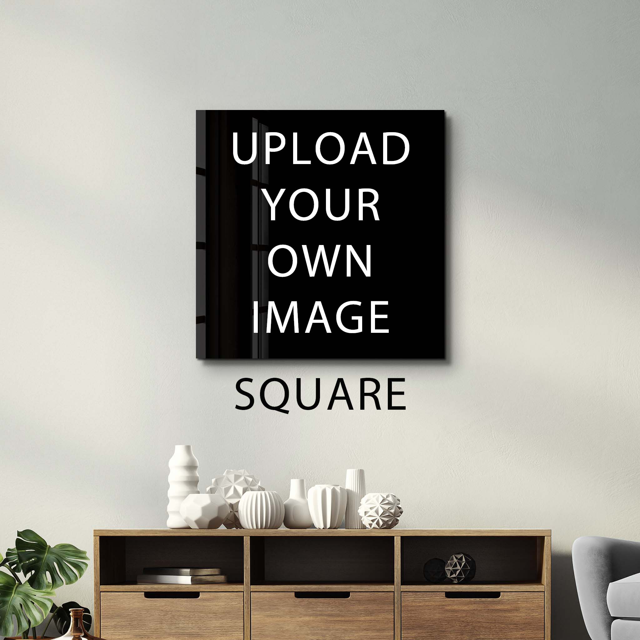 ."Custom Printing". Square Shape Glass Wall Art