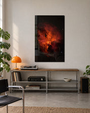 Orange Cloud, Far Lights glass wall art by Artdesigna, lifestyle view