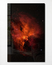 Orange Cloud, Far Lights glass wall art by Artdesigna, front view