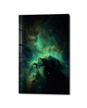 Emerald Cloud glass wall art by Artdesigna, studio view