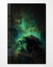 Emerald Cloud glass wall art by Artdesigna, front view