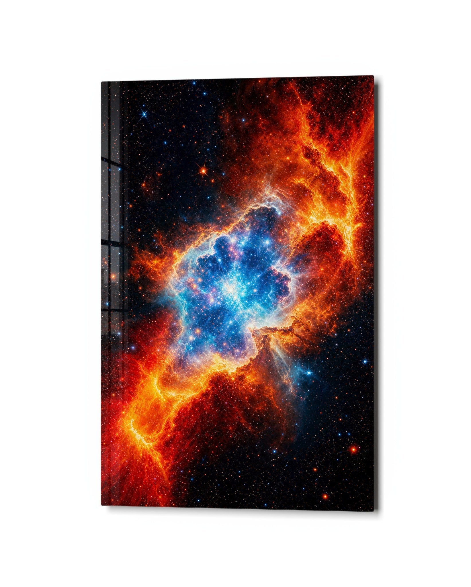Cobalt Core glass wall art by Artdesigna, studio view
