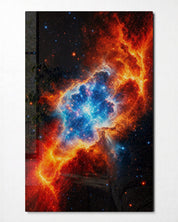 Cobalt Core glass wall art by Artdesigna, front view