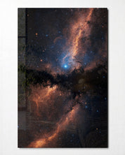Milky Way Orange glass wall art by Artdesigna, front view