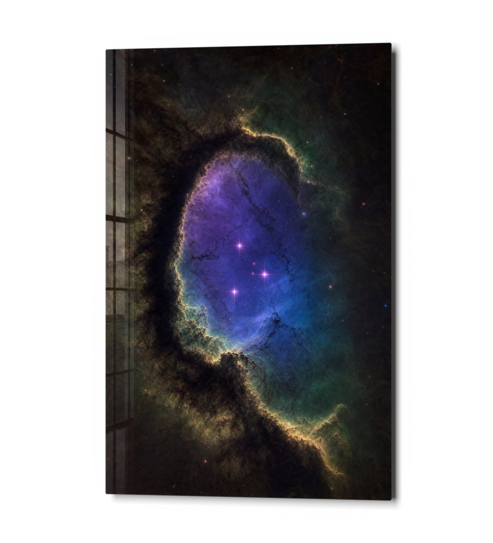 Artdesigna Window in the Clouds glass wall art featuring a serene cloudscape design on clear glass panel.