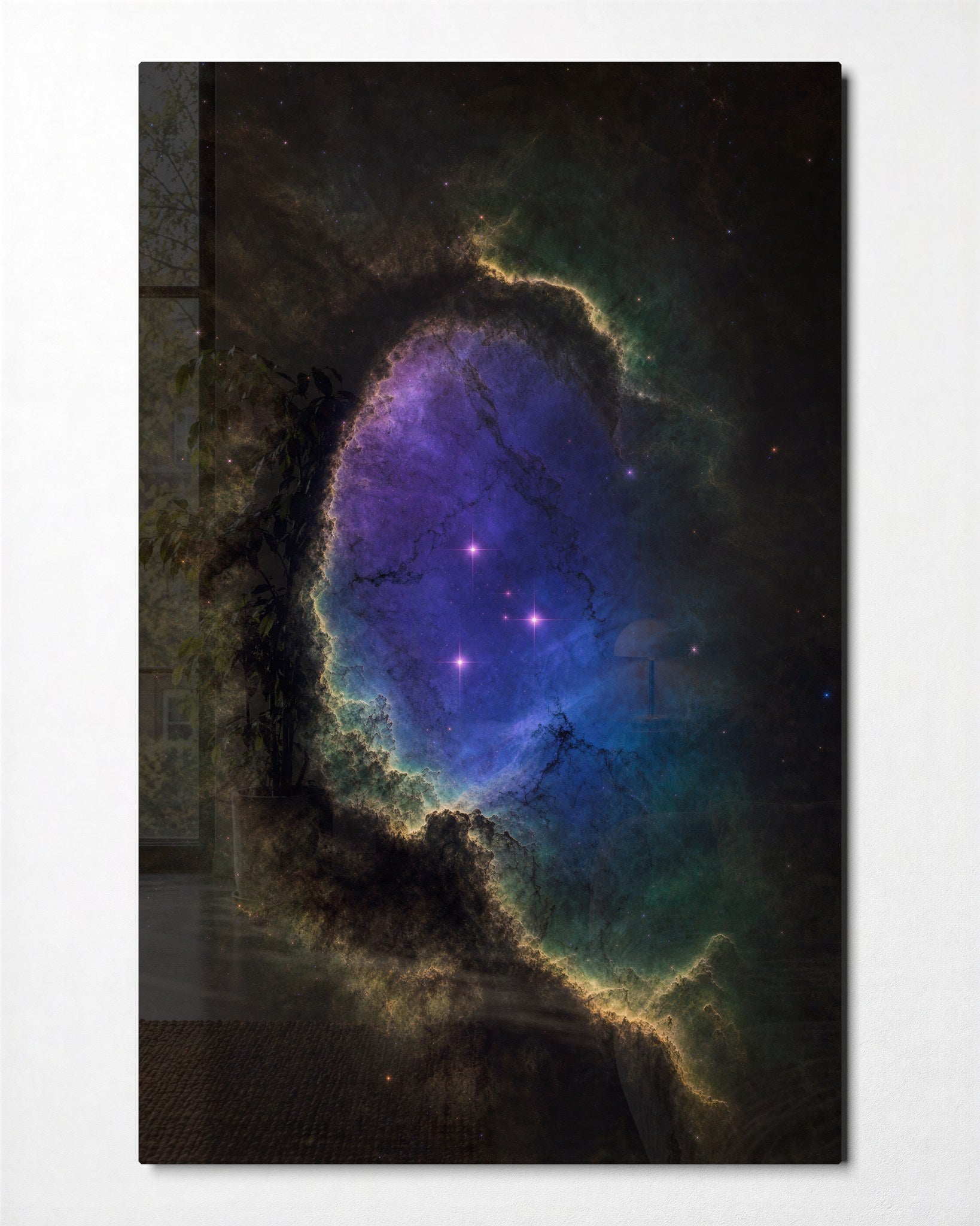 Window in the Clouds glass wall art by Artdesigna, front view