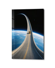 Little Truck, Big Orbit glass wall art by Artdesigna, studio view