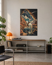 White Horse, Starry Pass glass wall art by Artdesigna, lifestyle view