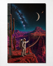 Rope Bridge, Red Canyon glass wall art by Artdesigna, front view