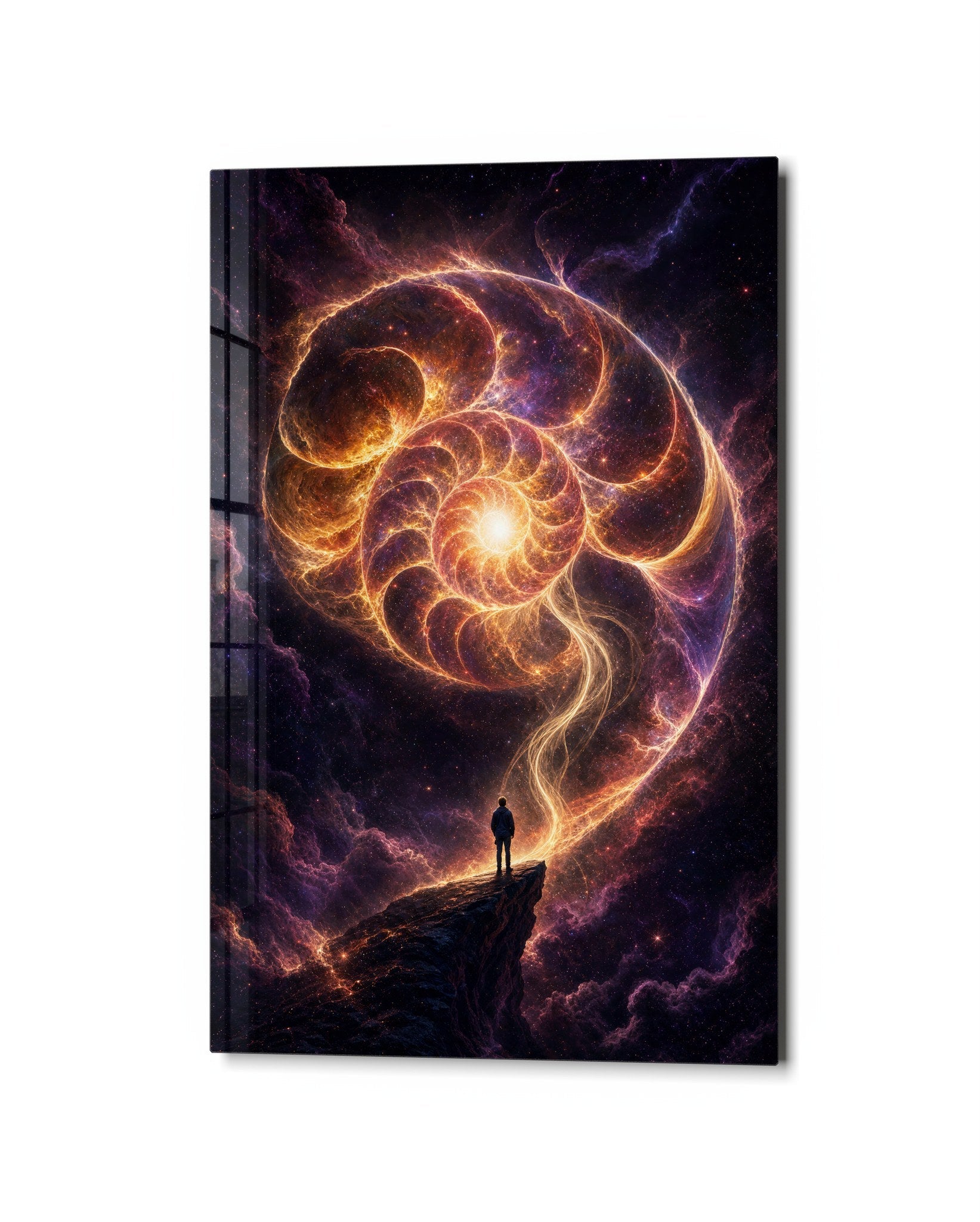 Beneath the Swirl glass wall art by Artdesigna, studio view