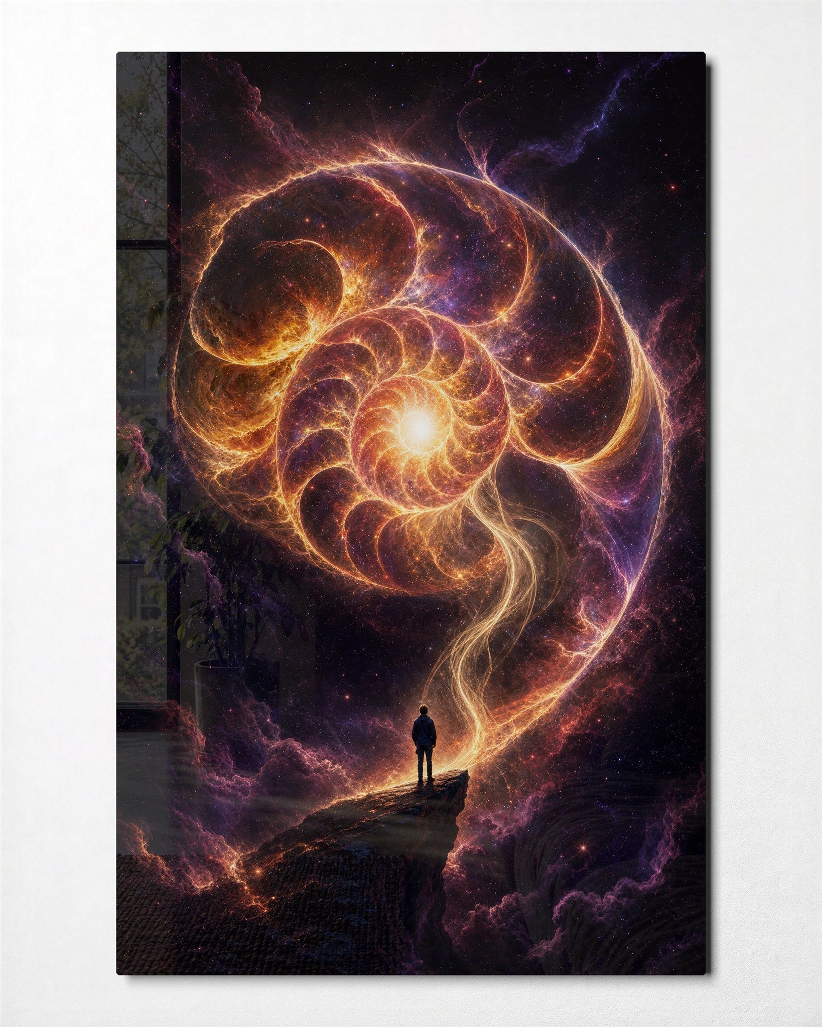 Beneath the Swirl glass wall art by Artdesigna, front view