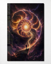Beneath the Swirl glass wall art by Artdesigna, front view