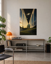 Pale Colonnade glass wall art by Artdesigna, lifestyle view