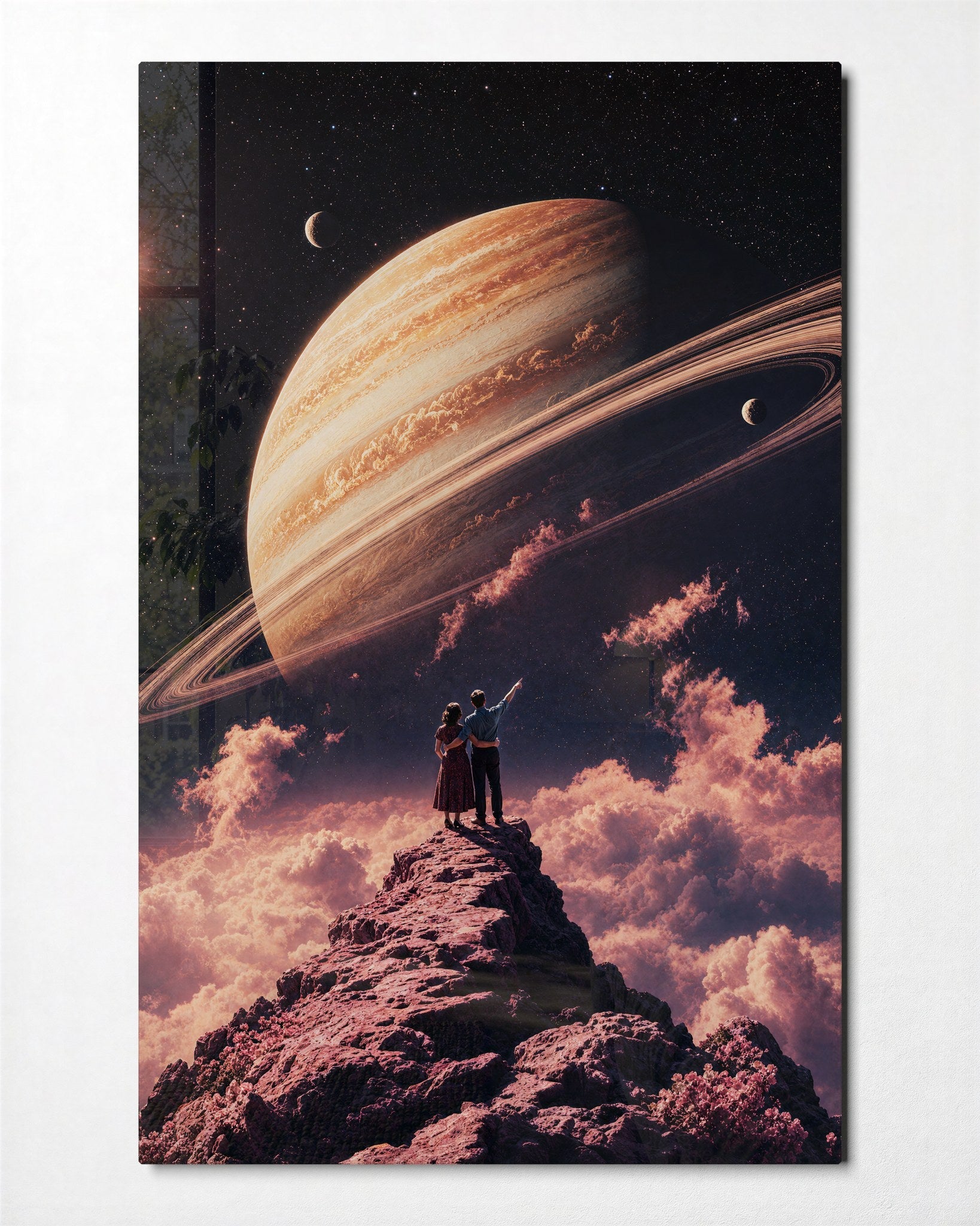 Ringed Overlook glass wall art by Artdesigna, front view