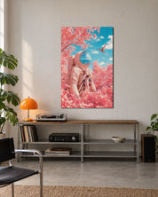 Astronaut in the Roses glass wall art by Artdesigna, lifestyle view