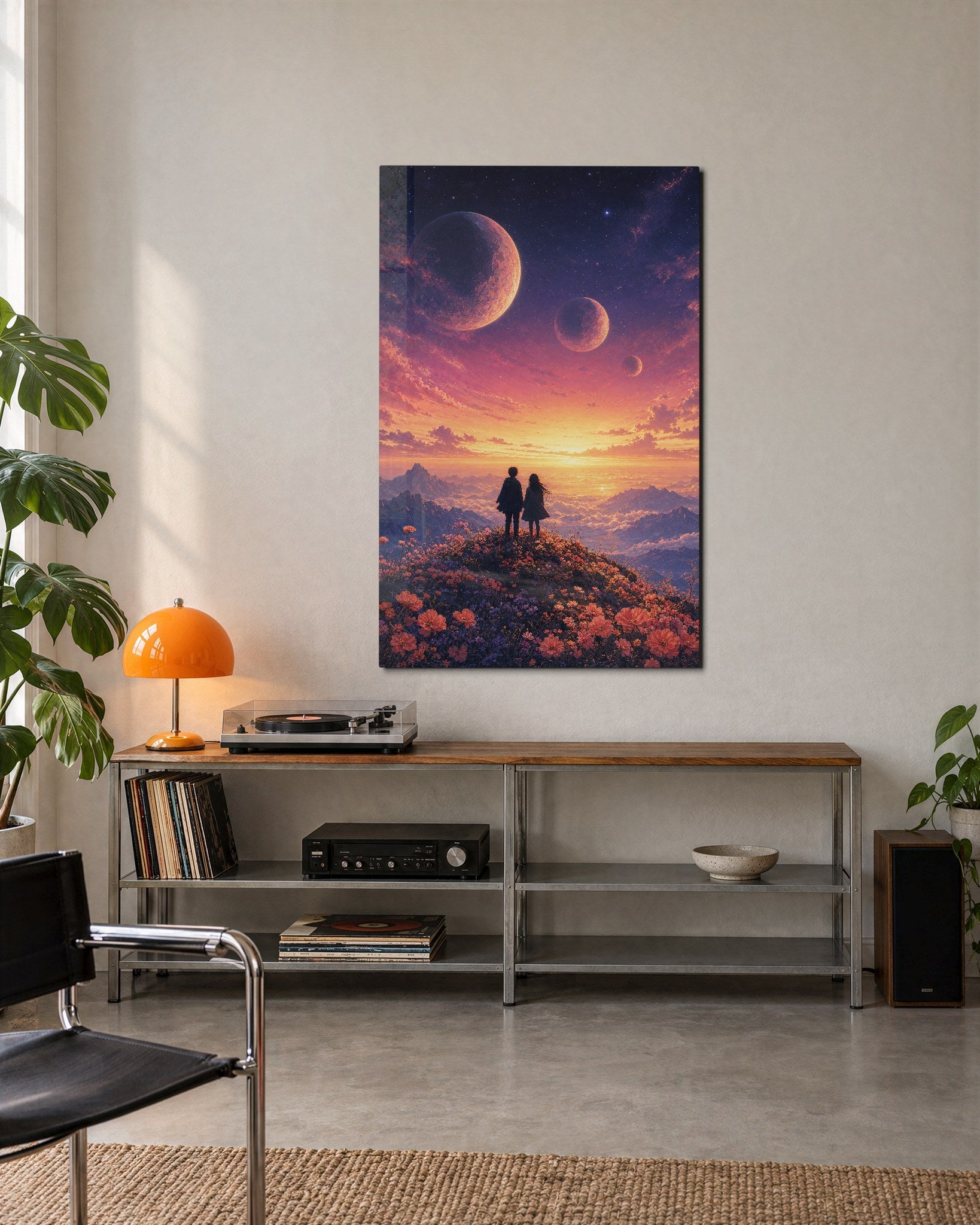 Hilltop Pair glass wall art by Artdesigna, lifestyle view