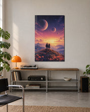 Hilltop Pair glass wall art by Artdesigna, lifestyle view