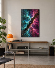 Divided Galaxy glass wall art by Artdesigna, lifestyle view