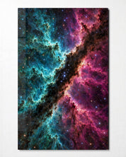 Divided Galaxy glass wall art by Artdesigna, front view
