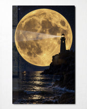 Beam Toward a Yellow Giant glass wall art by Artdesigna, front view
