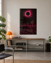 Pink Sky, Slow Blades glass wall art by Artdesigna, lifestyle view