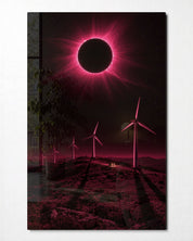 Pink Sky, Slow Blades glass wall art by Artdesigna, front view
