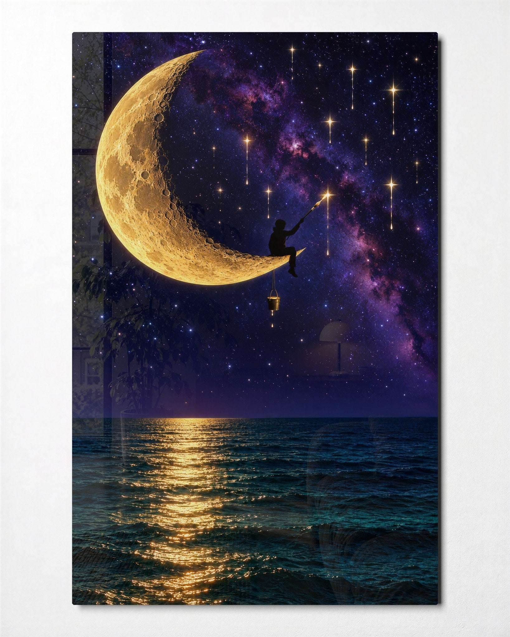 Casting for a Star glass wall art by Artdesigna, front view