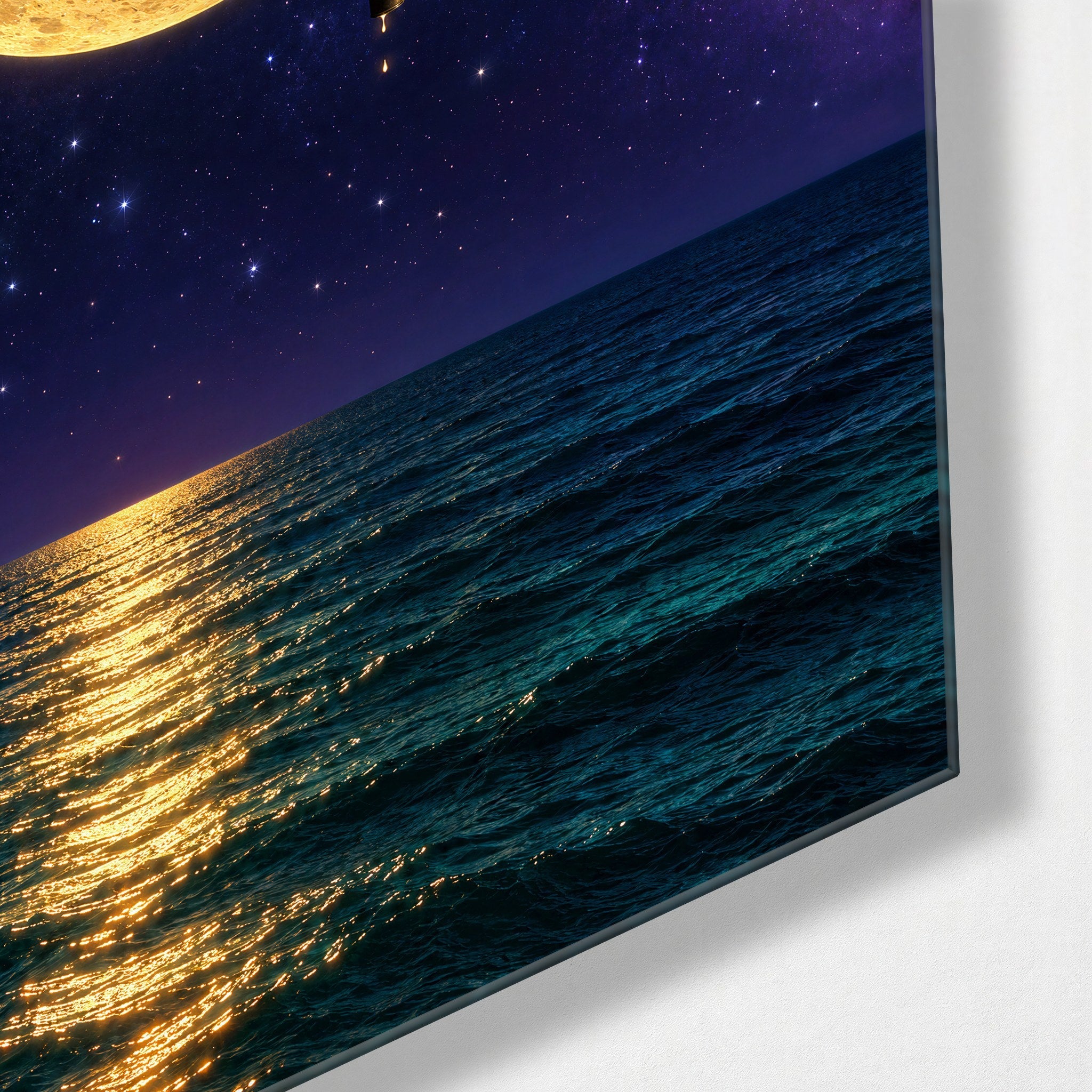 Casting for a Star glass wall art by Artdesigna, corner view