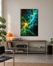 Gas Clouds, Golden Heart glass wall art by Artdesigna, lifestyle view