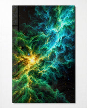 Gas Clouds, Golden Heart glass wall art by Artdesigna, front view