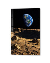 Footprints, Moon Dust glass wall art by Artdesigna, studio view