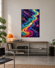 Colors Racing the Cosmos glass wall art by Artdesigna, lifestyle view