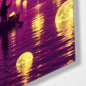 Night Angler glass wall art by Artdesigna, corner view
