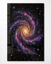 A Galaxy Takes Its Time glass wall art by Artdesigna, front view