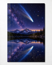 Blue Streak Over the Water glass wall art by Artdesigna, front view