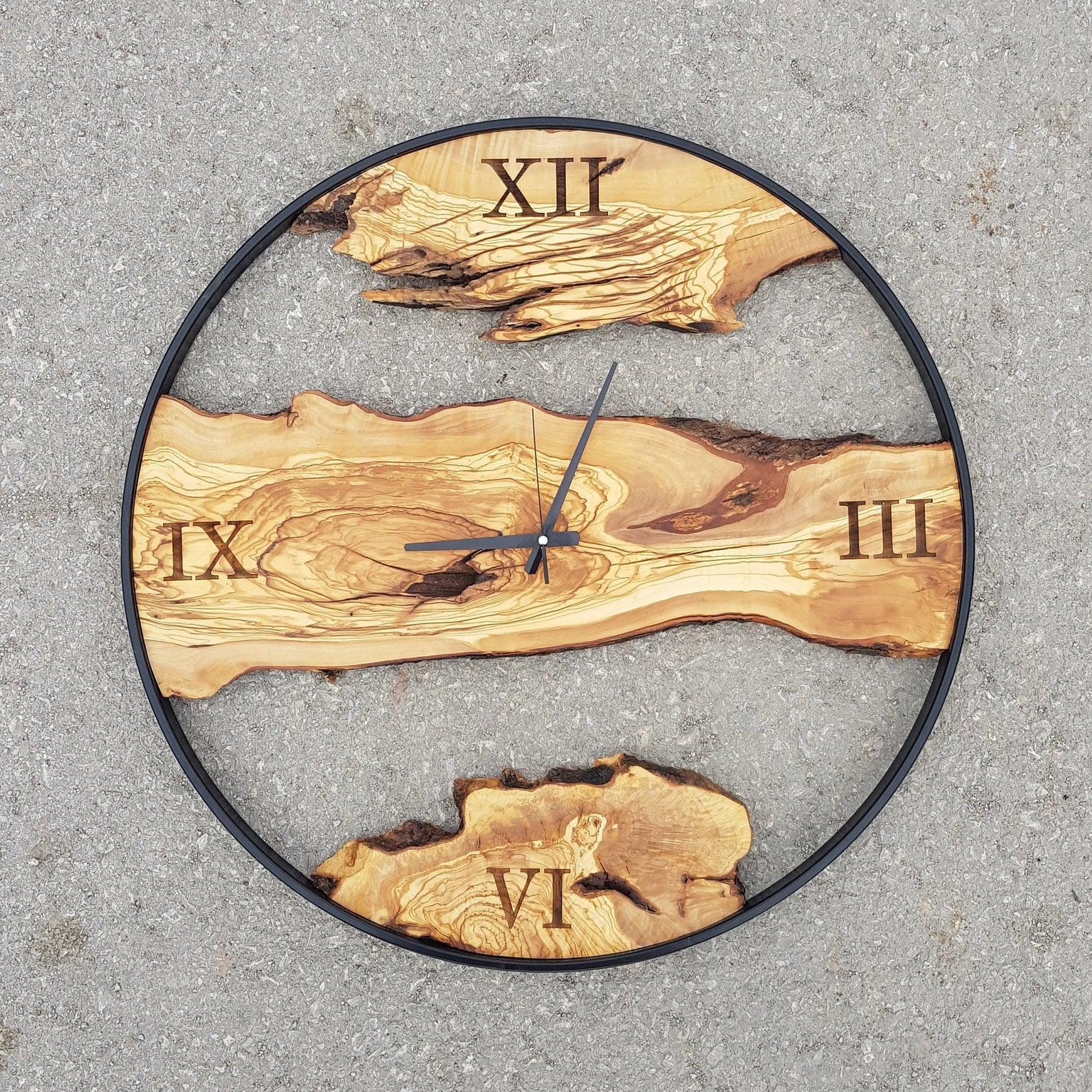 Custom Made Metal & Olive Wood Wall Clock | Premium Handmade Wall Clocks - ArtDesigna Glass Printing Wall Art