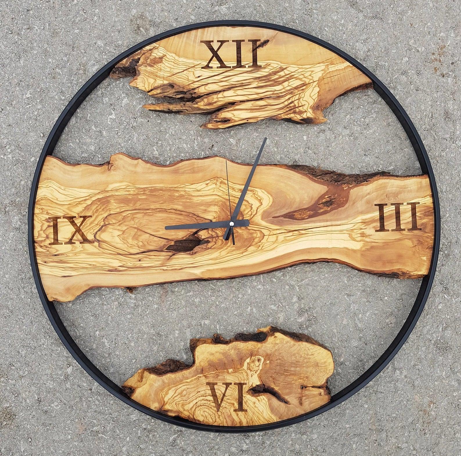 Custom Made Metal & Olive Wood Wall Clock | Premium Handmade Wall Clocks - ArtDesigna Glass Printing Wall Art