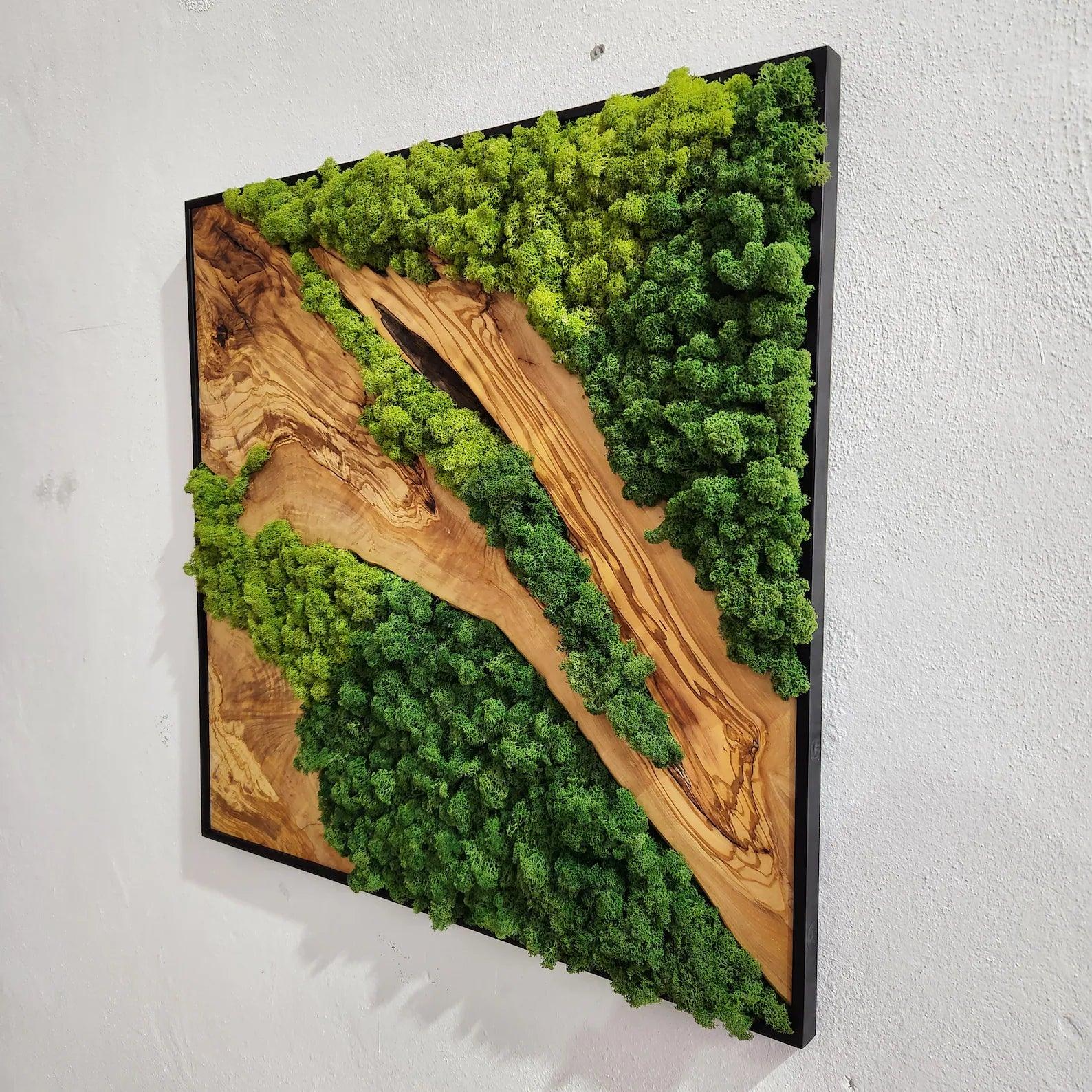Moss and Olive Wood Wall Art 2 Colors | Premium Handmade Wall Sculptures 20x20