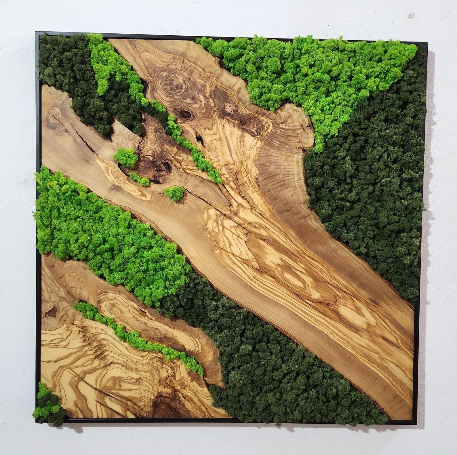 Moss and Olive Wood Tree Wall Art 3 Colors | Premium Handmade Wall Sculptures - ArtDesigna Glass Printing Wall Art