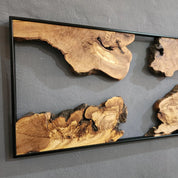 Corner Olive Wood & Metal Wall Art - Handmade Wooden Wall Sculptures