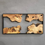 Corner Olive Wood & Metal Wall Art - Handmade Wooden Wall Sculptures